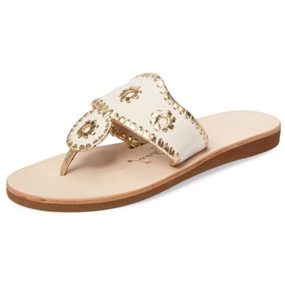 NWOB Jack Rogers White and Gold Sandals - Picture 2 of 5